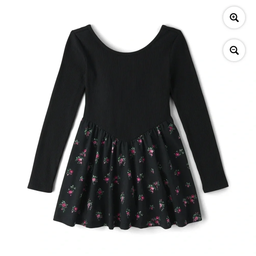 The Children’s Place Girls Black Floral Dress Size Medium (7-8) NWT